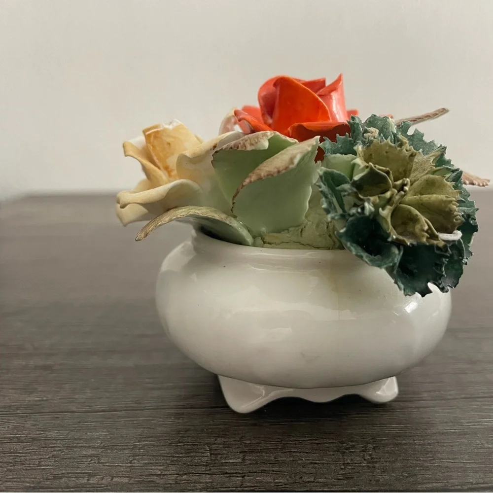 Vibrant Faux Floral Ceramic Accent